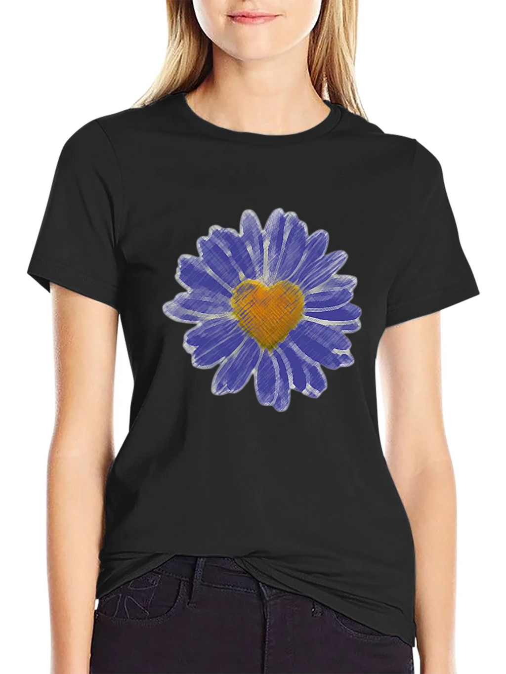 Heart Daisy Graphic T-Shirt - Mens Black Tee product image 5