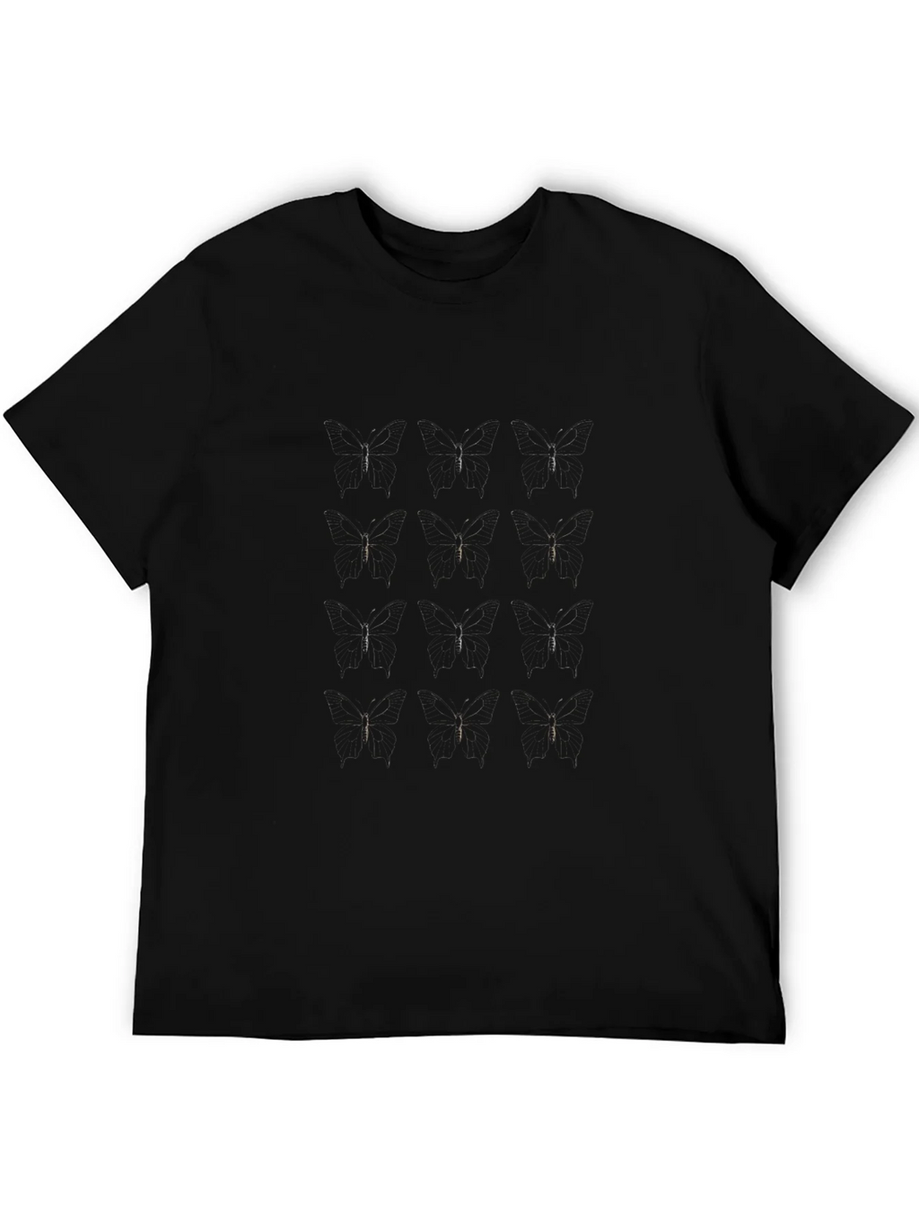 Black Graphic Print Tee - Subtle Dragonfly Pattern product image 8