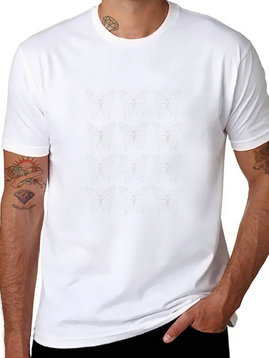 Black Graphic Print Tee - Subtle Dragonfly Pattern product image 10