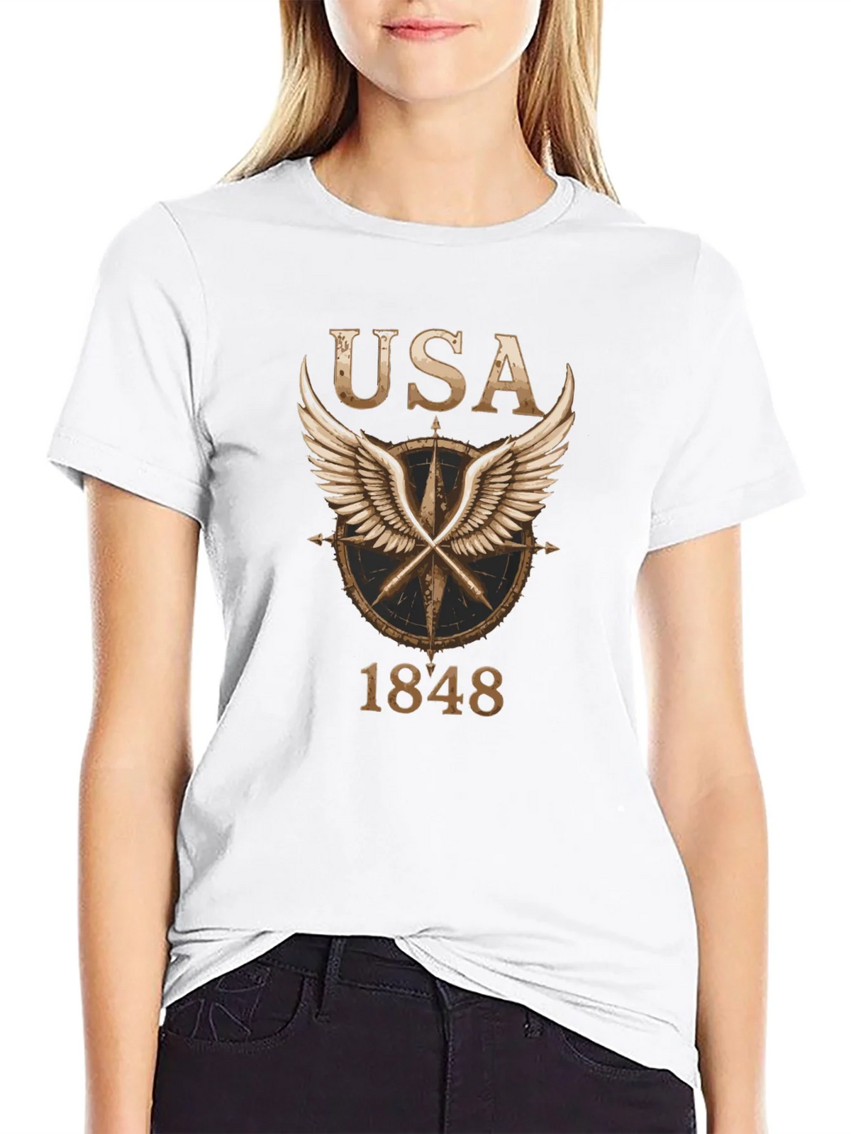 USA 1848 Winged Compass Black Graphic Tee product image 11
