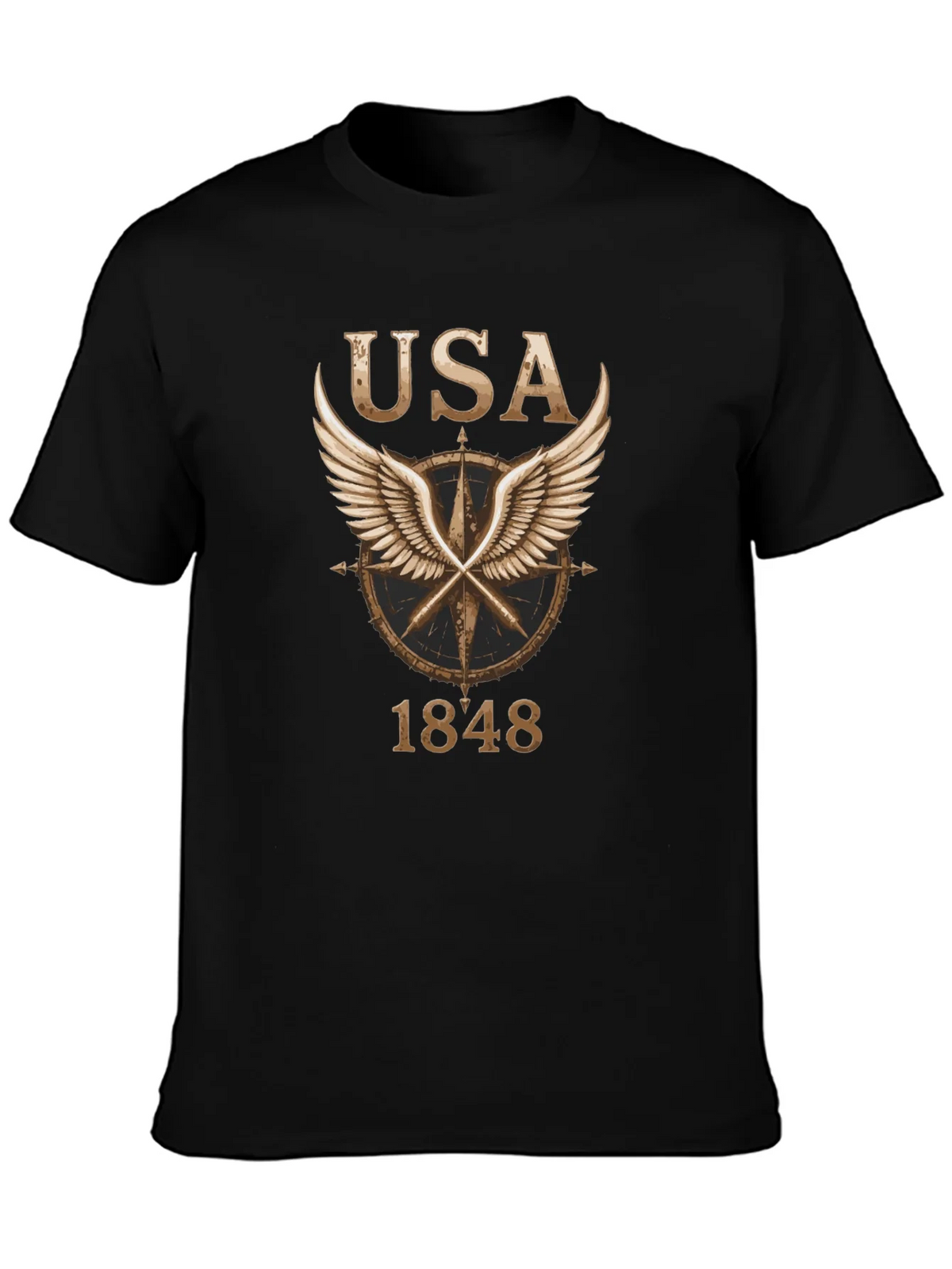 USA 1848 Winged Compass Black Graphic Tee product image 6