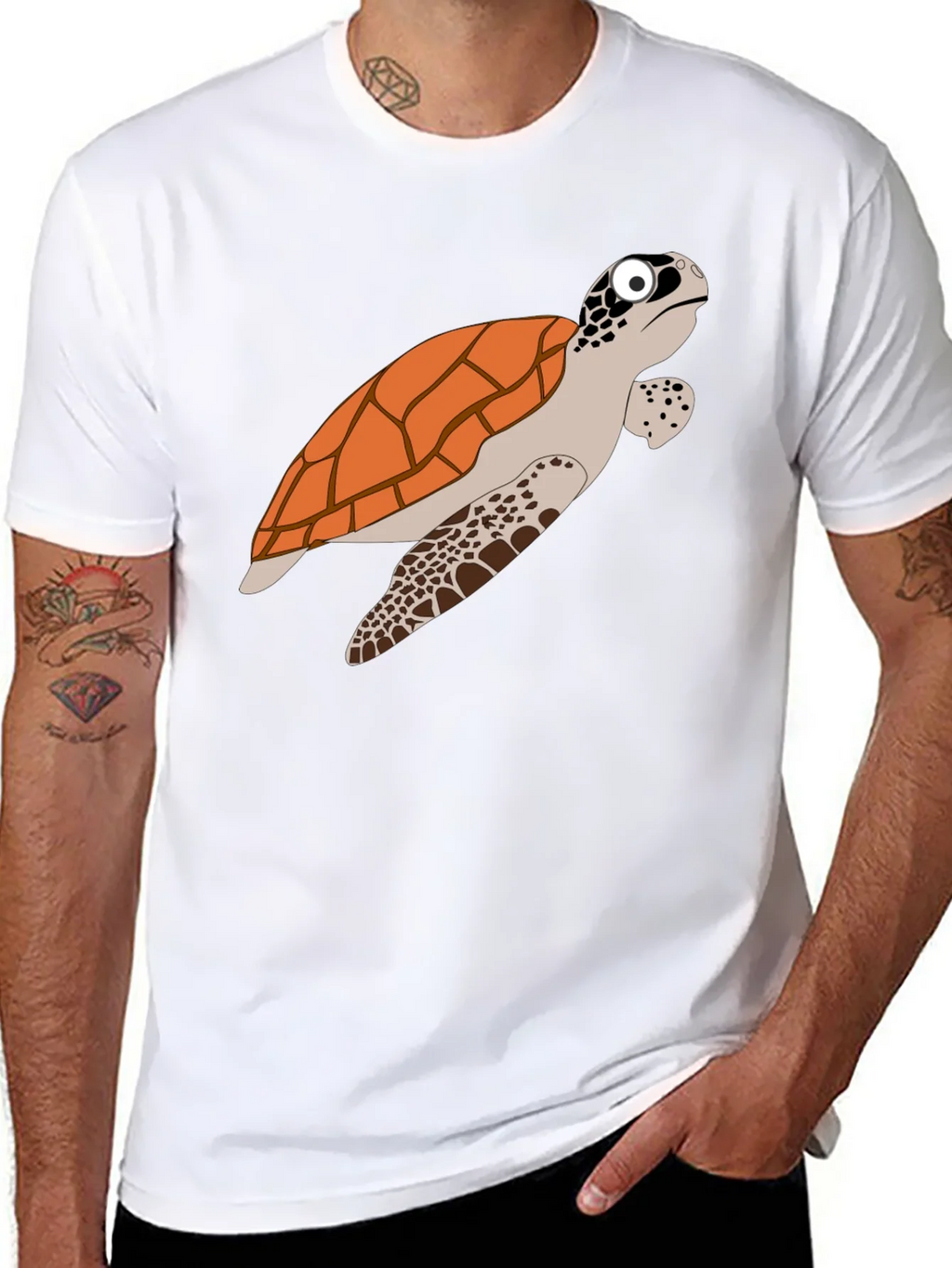 Cartoon Turtle Graphic Tee - Black Cotton T-Shirt product image 10