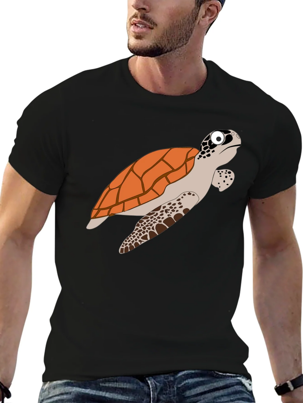Cartoon Turtle Graphic Tee - Black Cotton T-Shirt product image 9