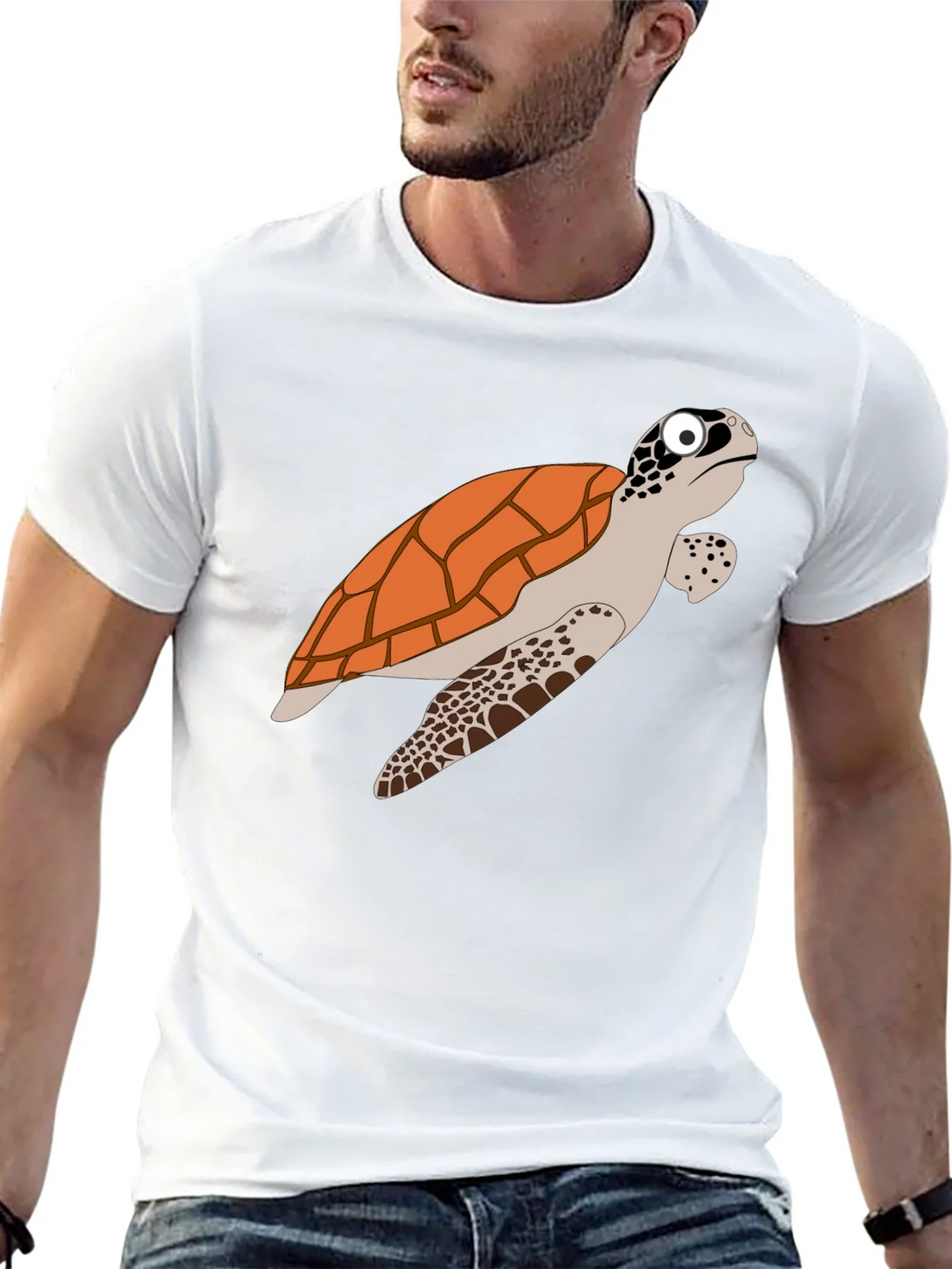 Cartoon Turtle Graphic Tee - Black Cotton T-Shirt product image 4