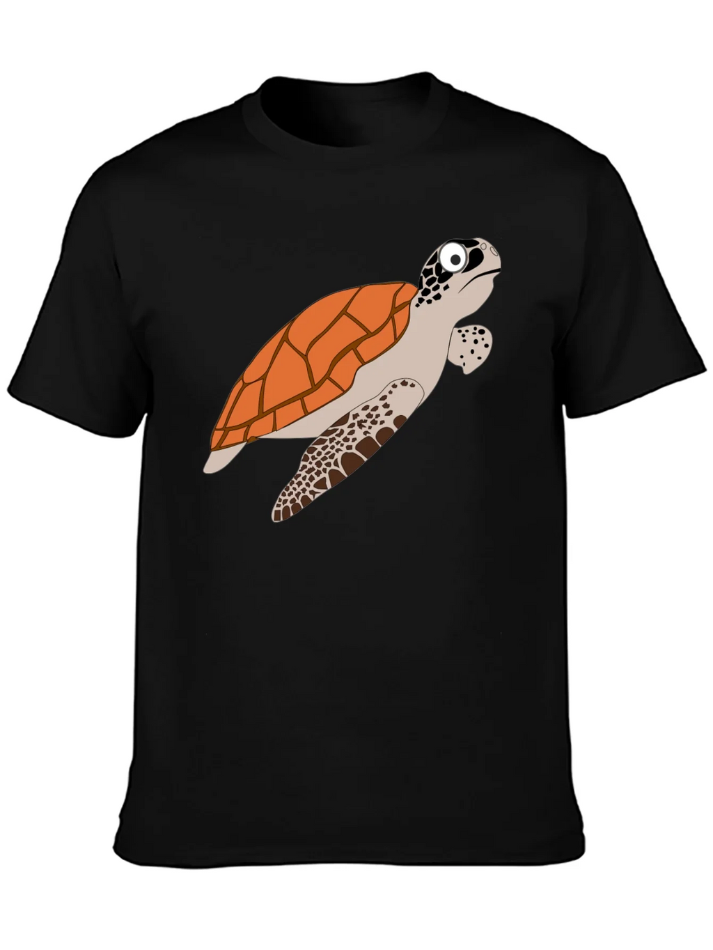 Cartoon Turtle Graphic Tee - Black Cotton T-Shirt product image 6