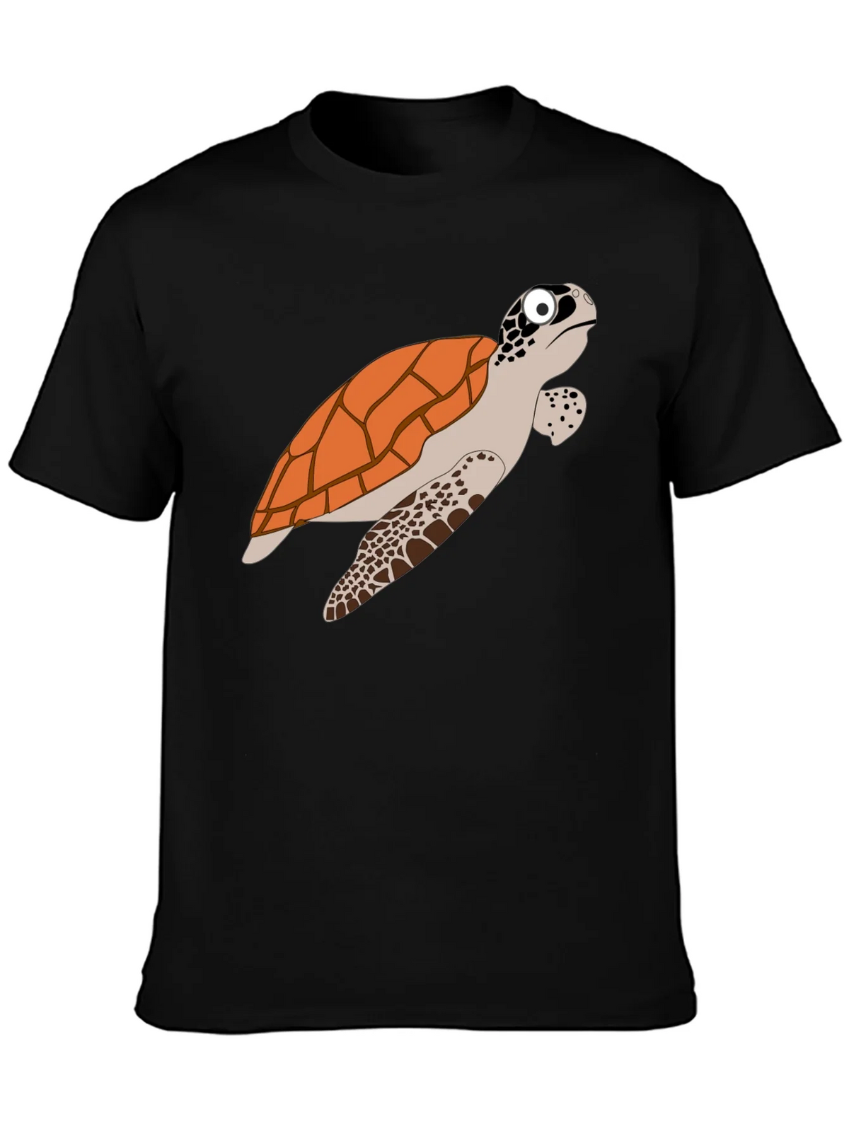 Cartoon Turtle Graphic Tee - Black Cotton T-Shirt product image 6