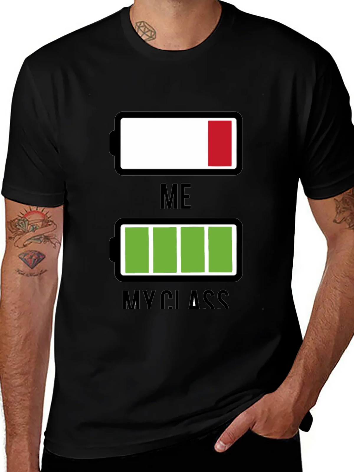Funny Low Battery T-Shirt - Me vs. My Class product image 1
