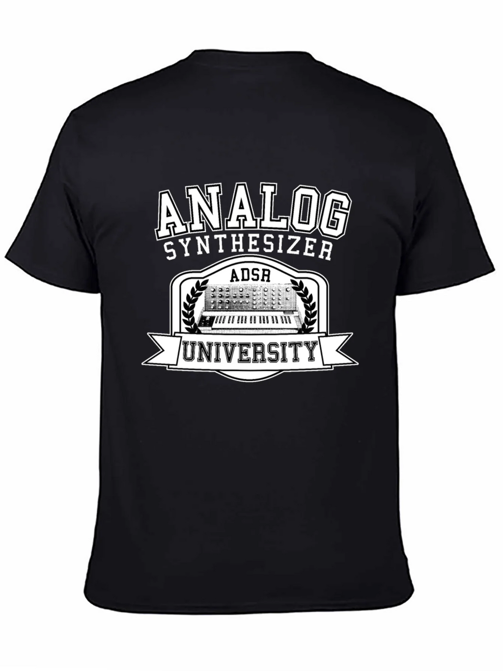 Analog Synthesizer University Black Graphic T-Shirt product image 7