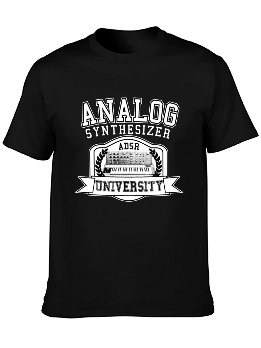Analog Synthesizer University Black Graphic T-Shirt product image 6