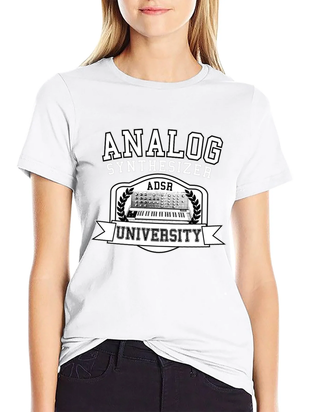 Analog Synthesizer University Black Graphic T-Shirt product image 11
