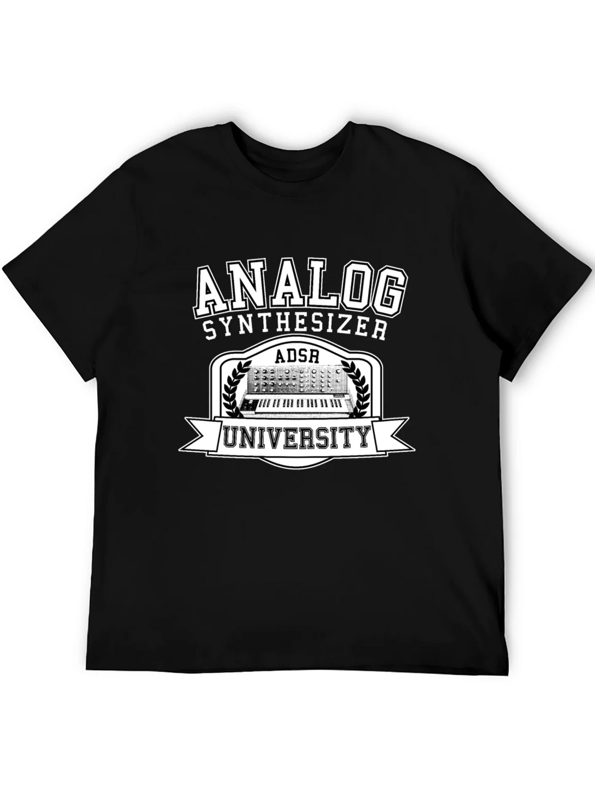 Analog Synthesizer University Black Graphic T-Shirt product image 8