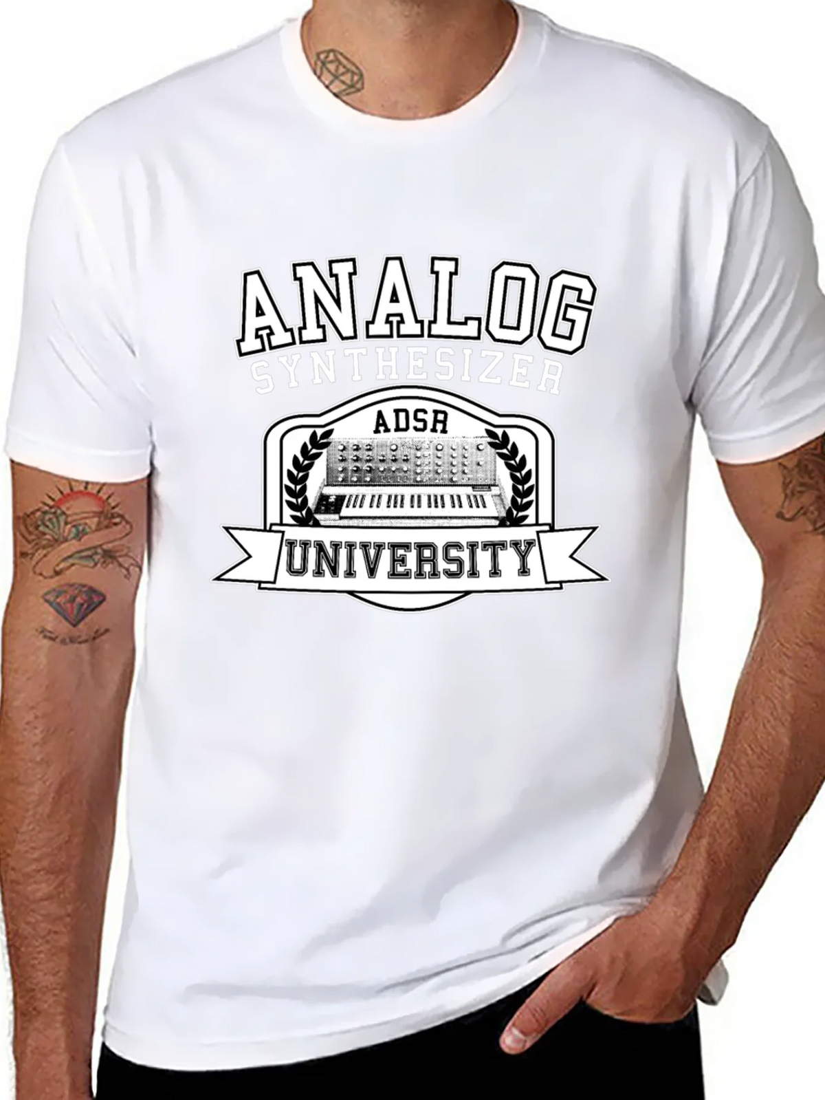 Analog Synthesizer University Black Graphic T-Shirt product image 10