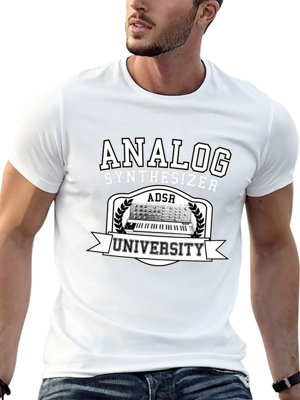 Analog Synthesizer University Black Graphic T-Shirt product image 4