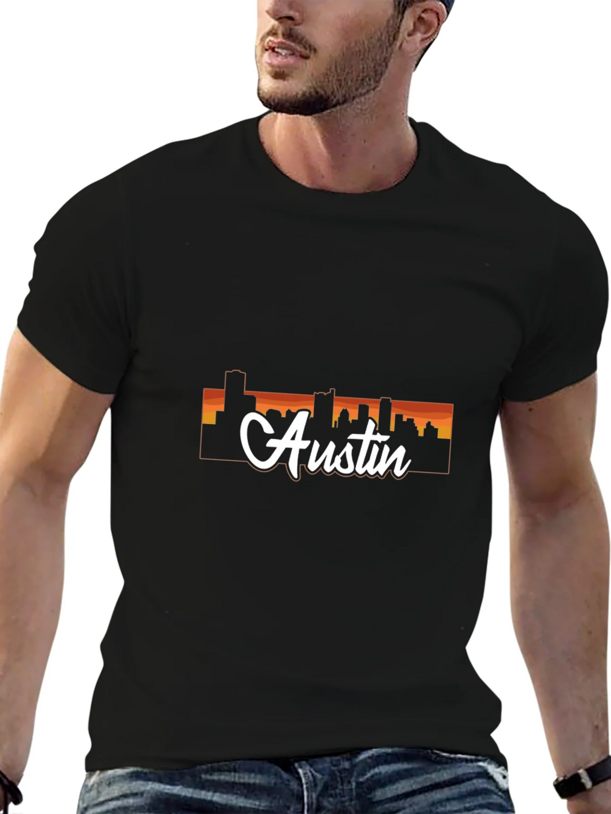 Austin Skyline T-Shirt - Mens Black Graphic Tee product image 9