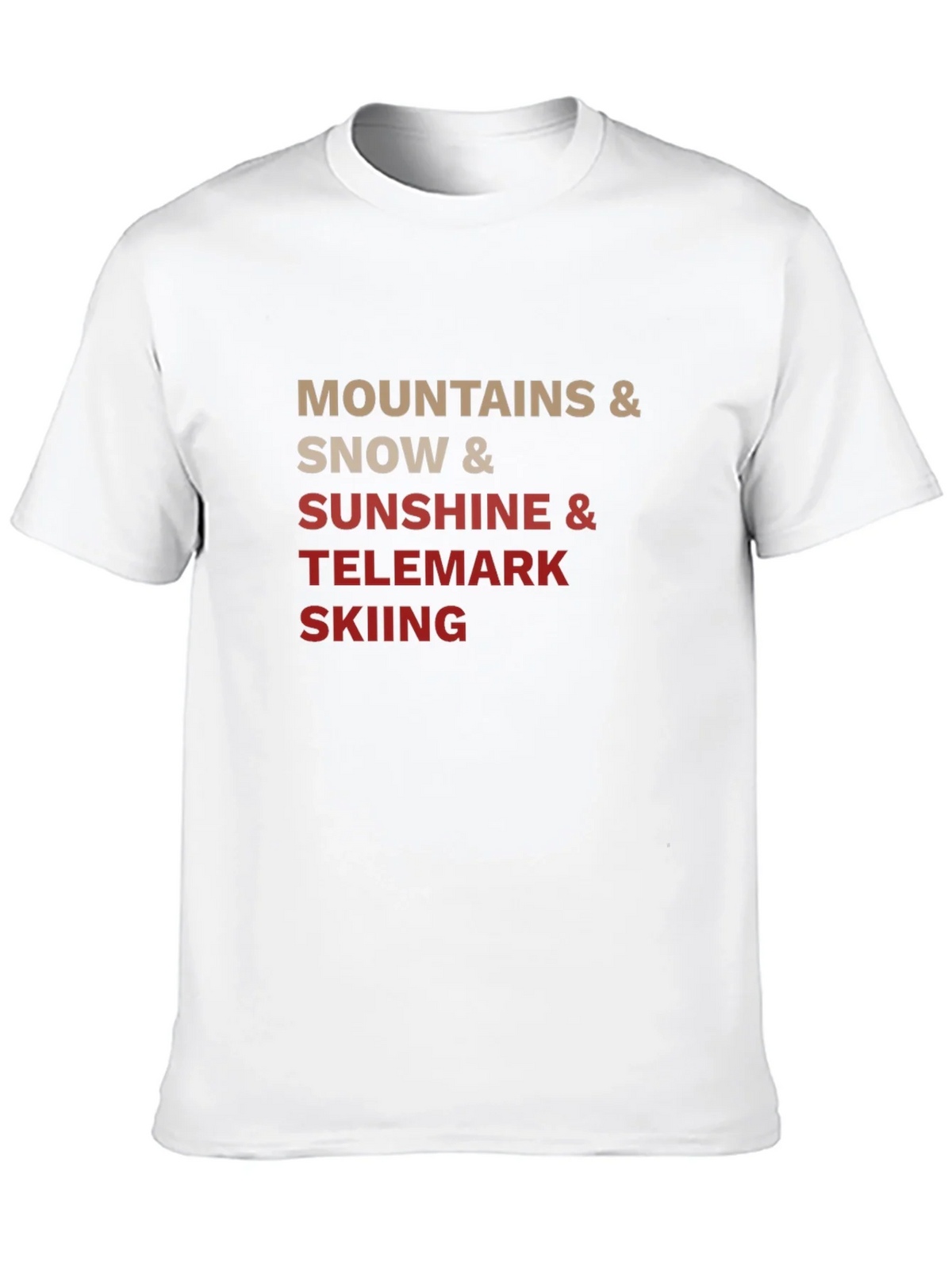 Mountains Snow Sunshine Telemark Skiing Black T-Shirt product image 12