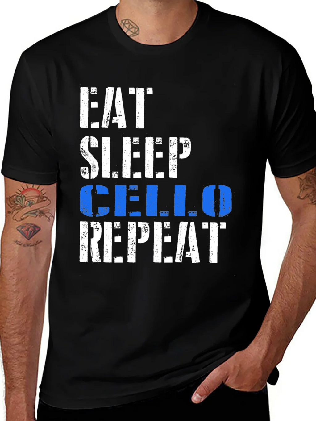 Eat Sleep Cello Repeat Black Graphic Tee product image 1