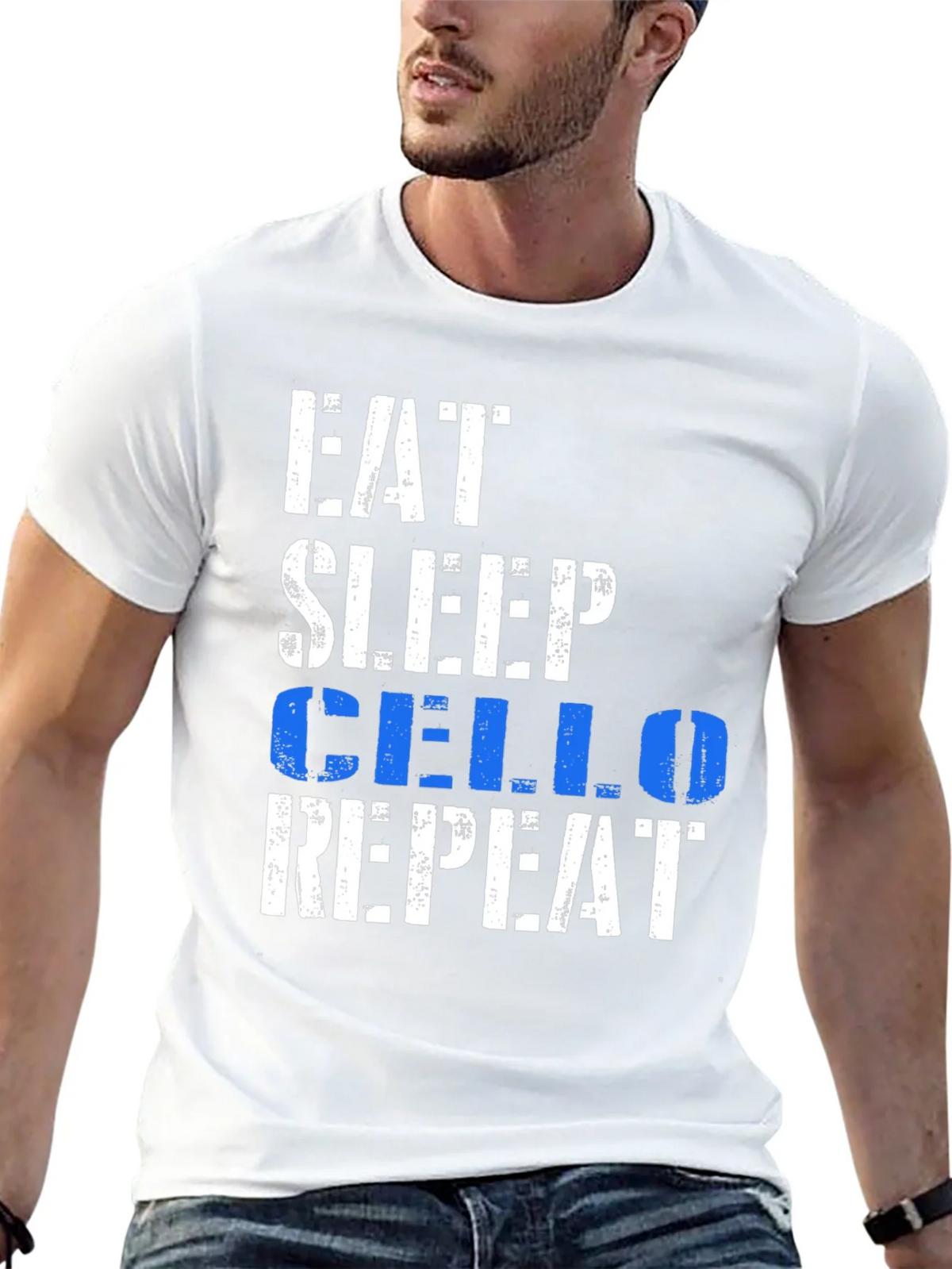 Eat Sleep Cello Repeat Black Graphic Tee product image 4