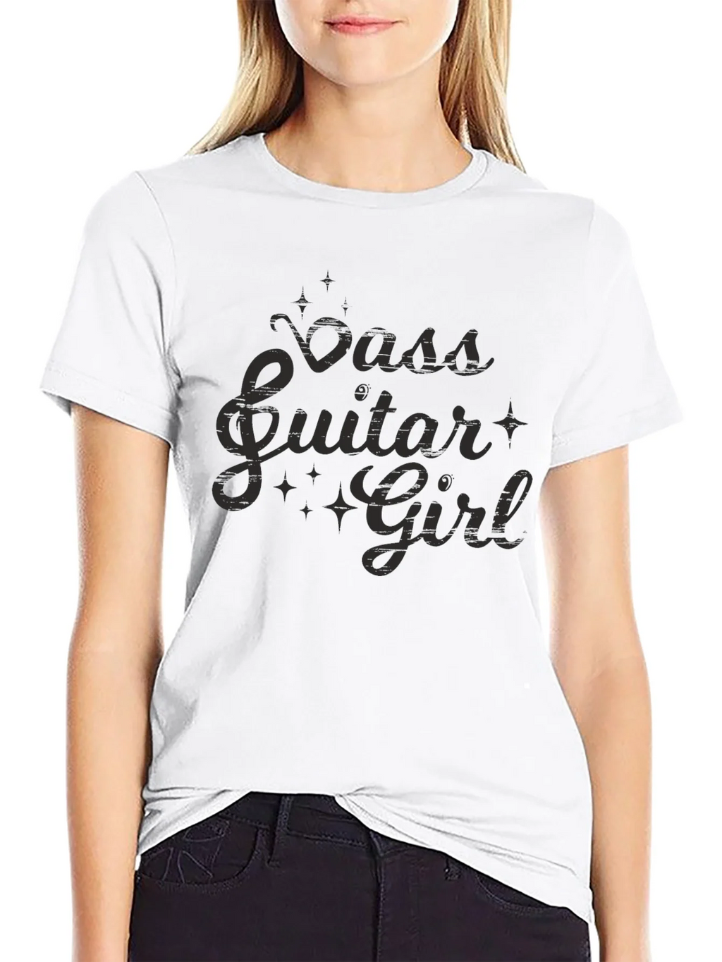 Bass Guitar Girl Black T-Shirt product image 11