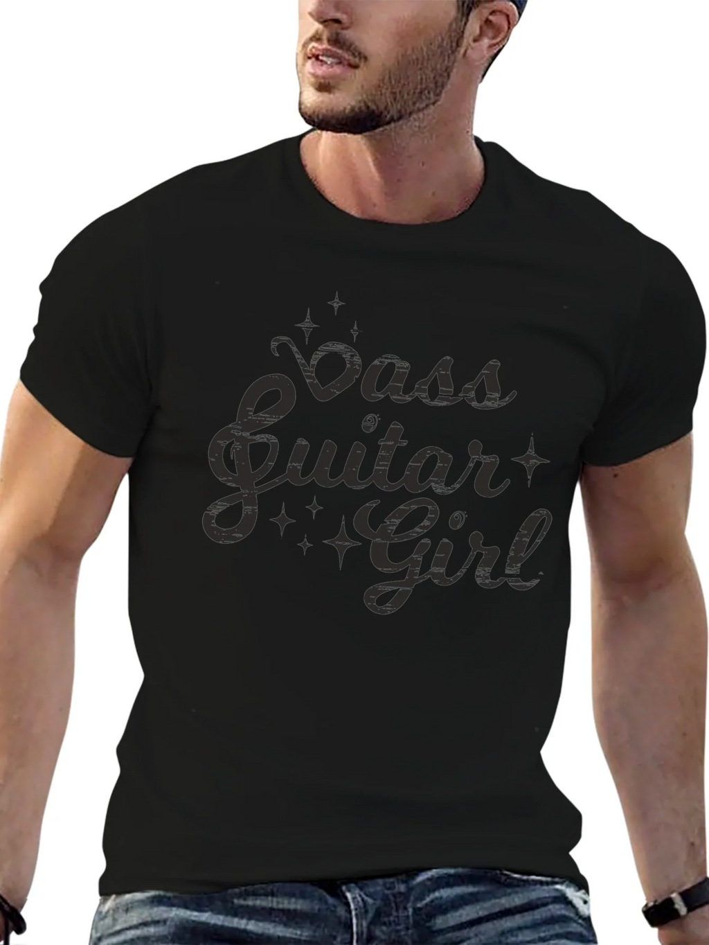 Bass Guitar Girl Black T-Shirt product image 9