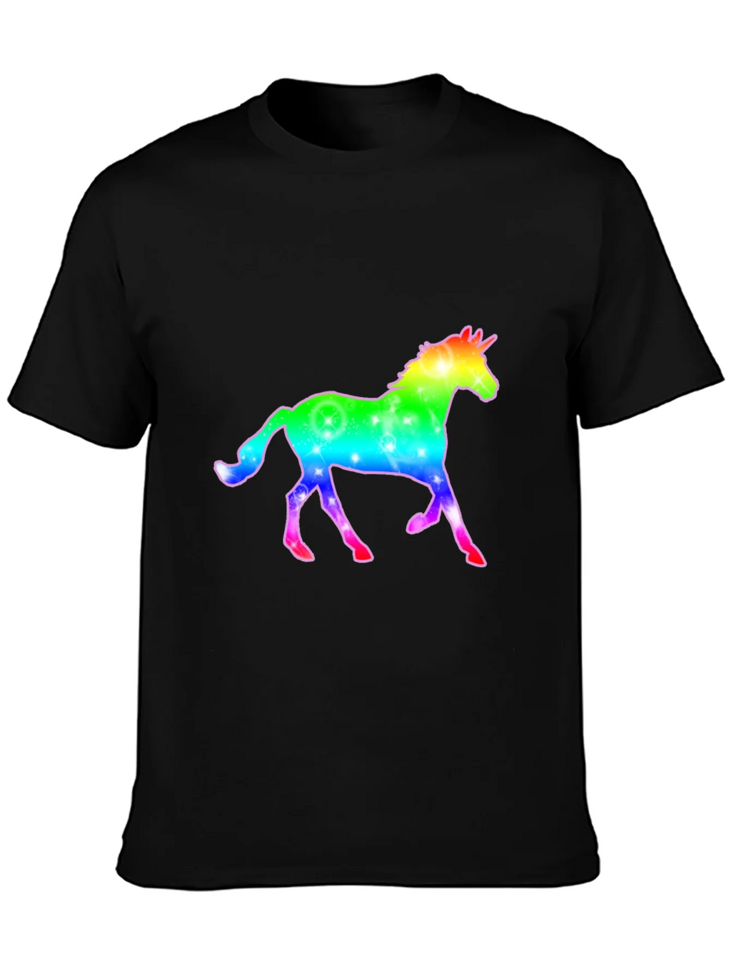 Rainbow Unicorn Graphic Black T-Shirt product image 5