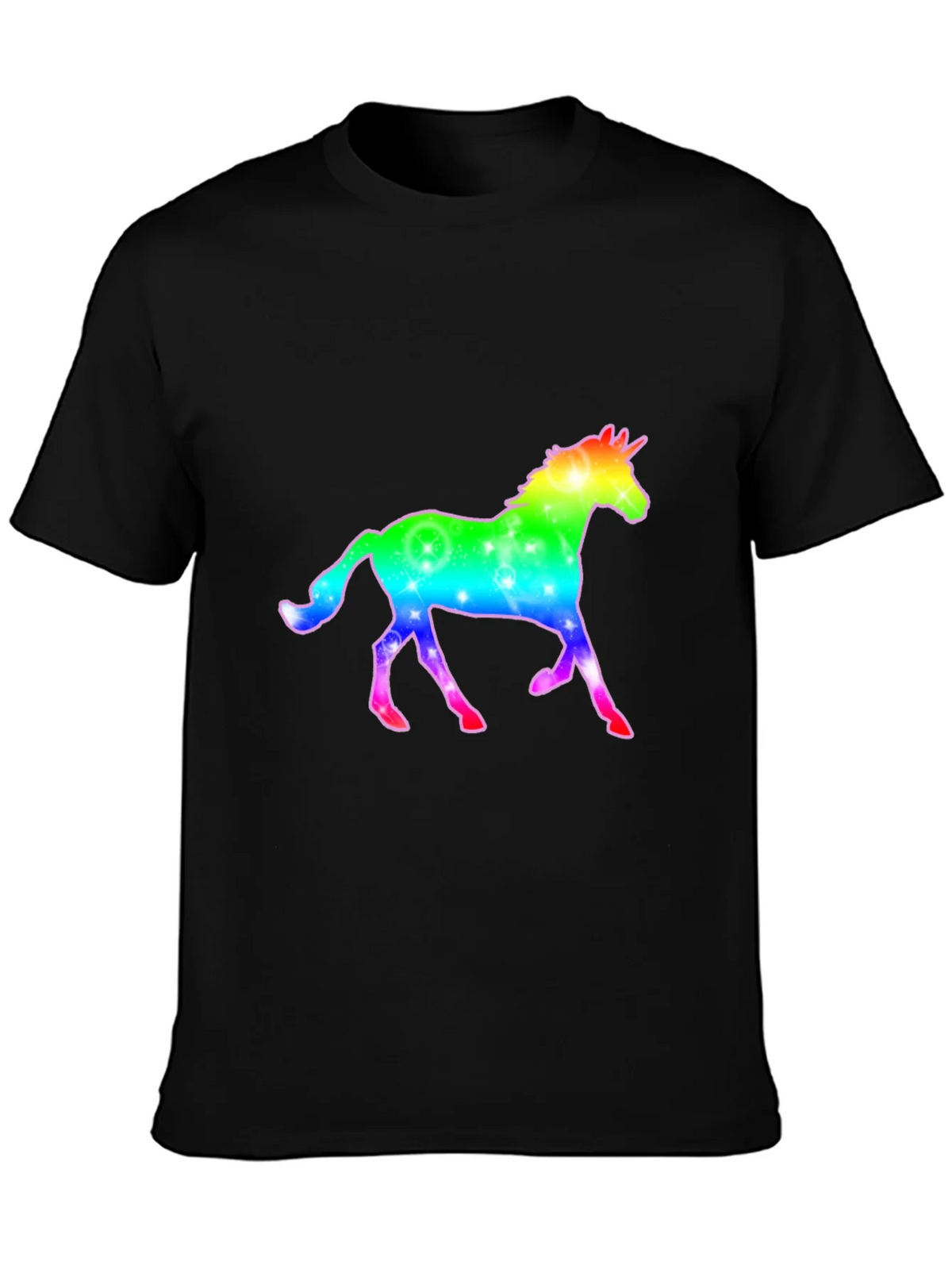 Rainbow Unicorn Graphic Black T-Shirt product image 5