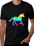 Rainbow Unicorn Graphic Black T-Shirt product image 1