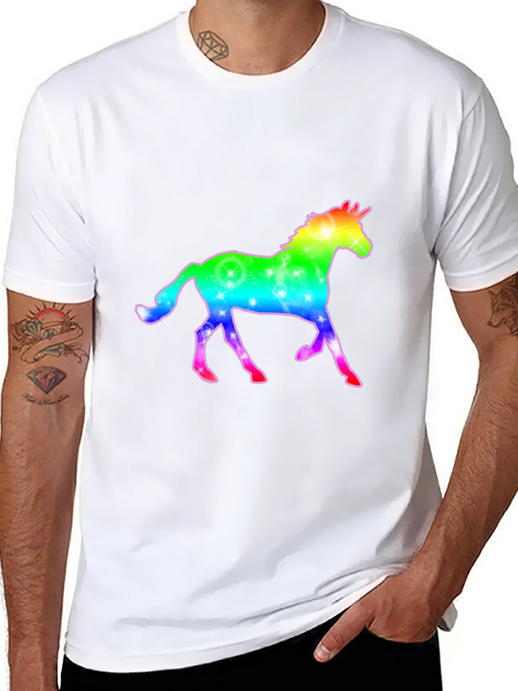 Rainbow Unicorn Graphic Black T-Shirt product image 9