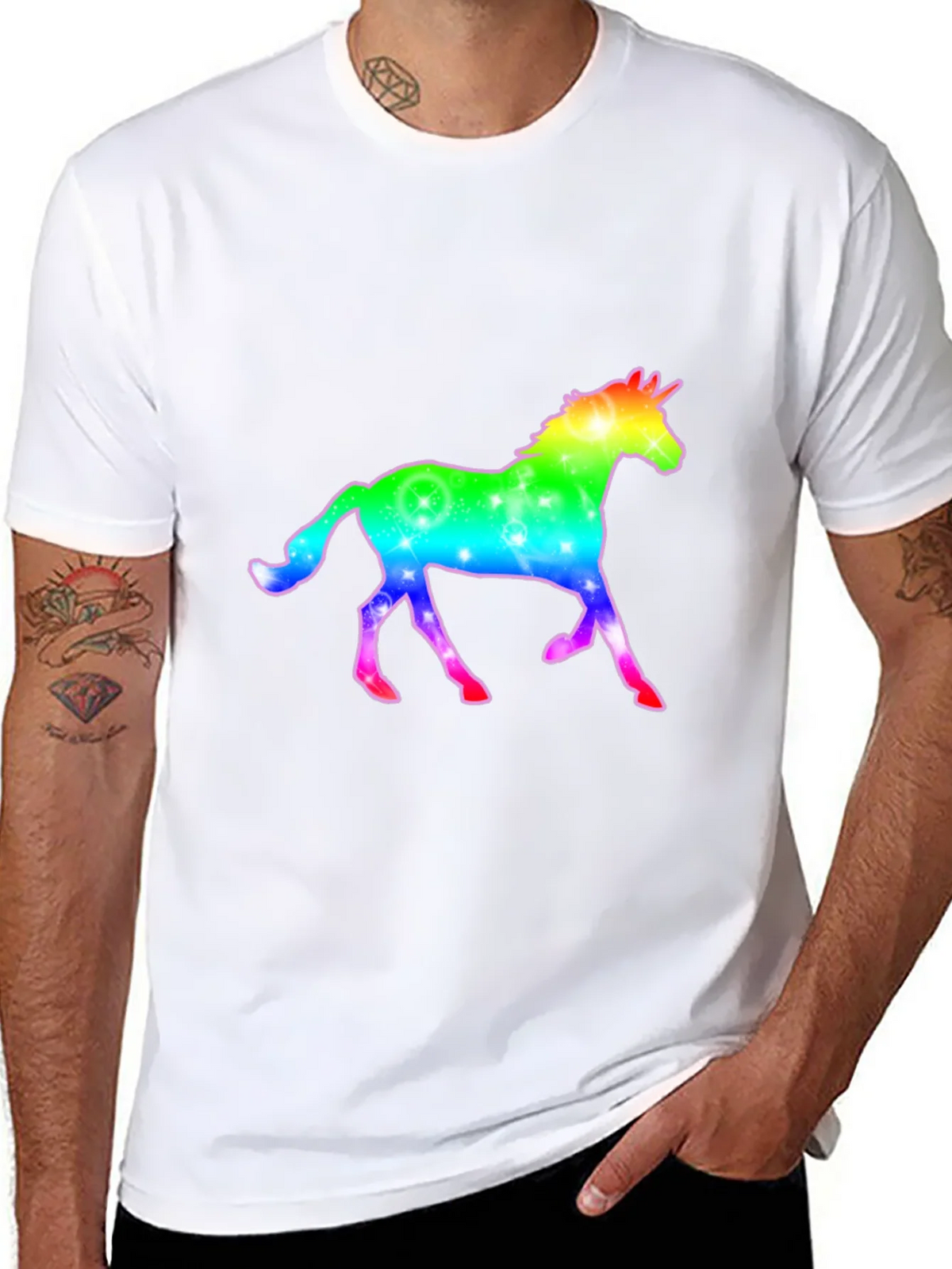 Rainbow Unicorn Graphic Black T-Shirt product image 9
