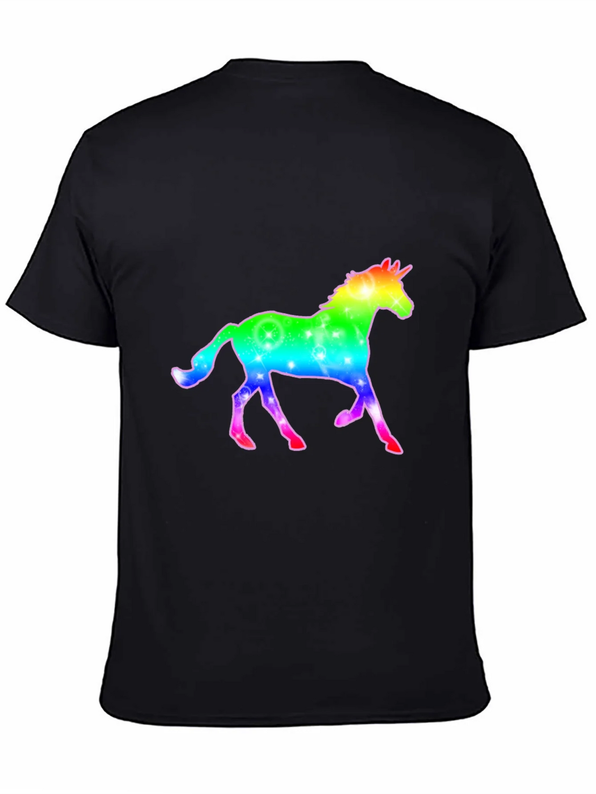 Rainbow Unicorn Graphic Black T-Shirt product image 6