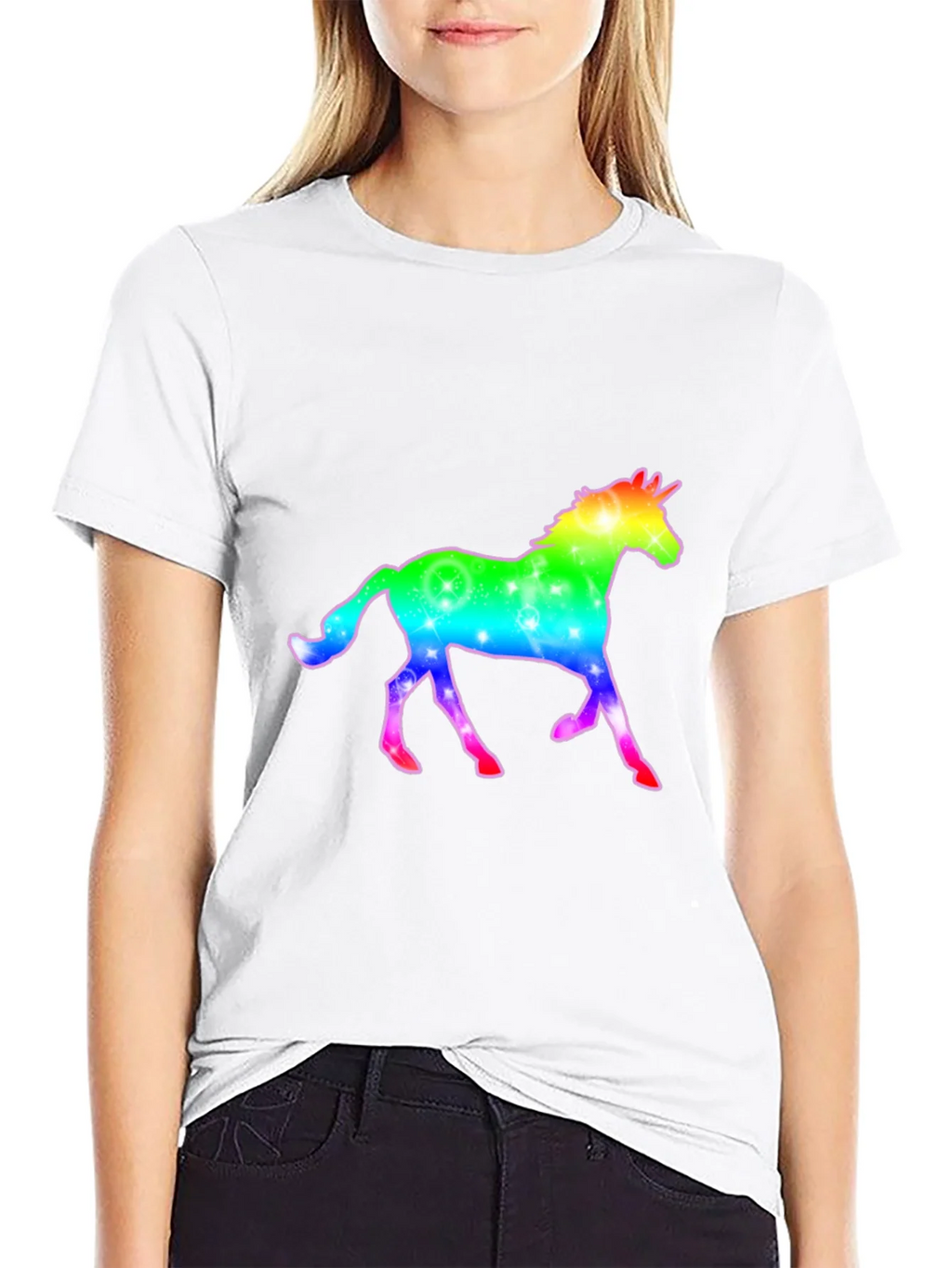 Rainbow Unicorn Graphic Black T-Shirt product image 10