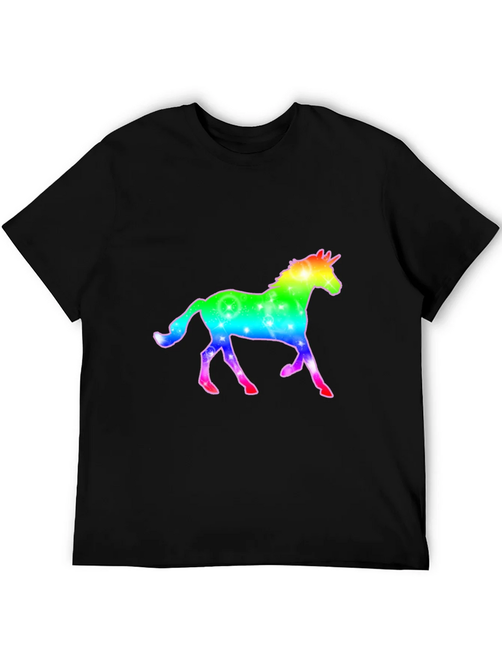 Rainbow Unicorn Graphic Black T-Shirt product image 7