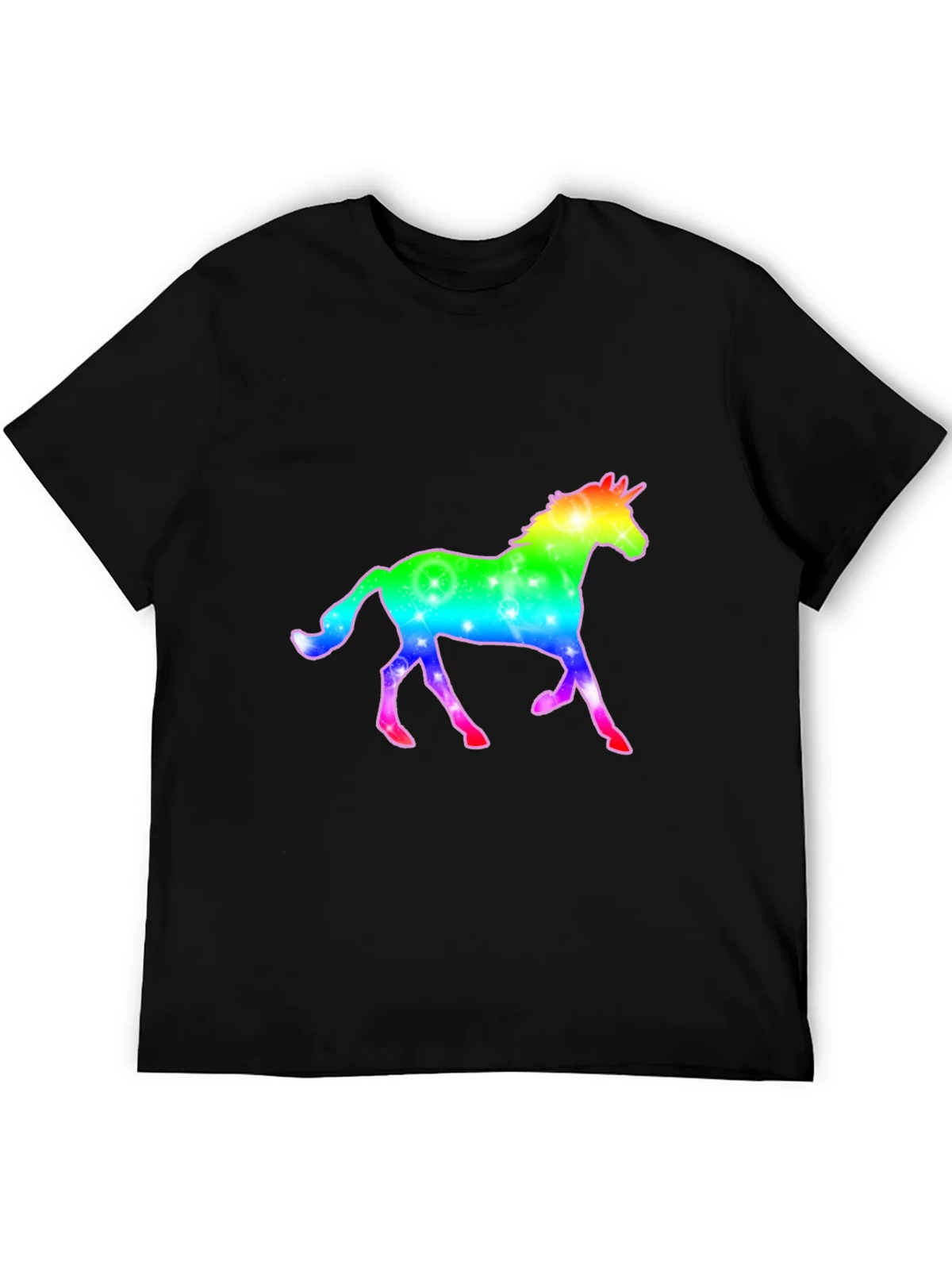 Rainbow Unicorn Graphic Black T-Shirt product image 7
