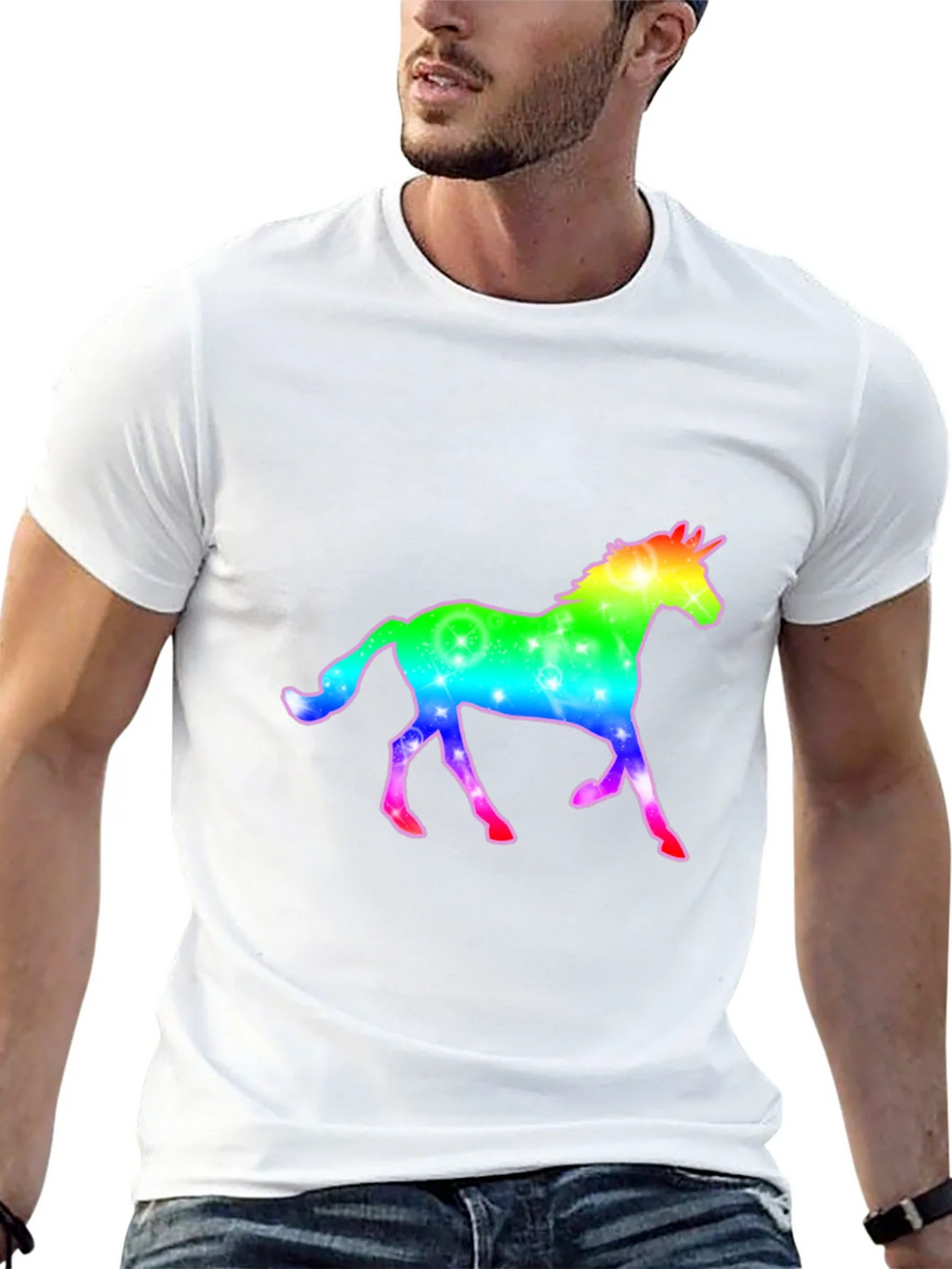 Rainbow Unicorn Graphic Black T-Shirt product image 3