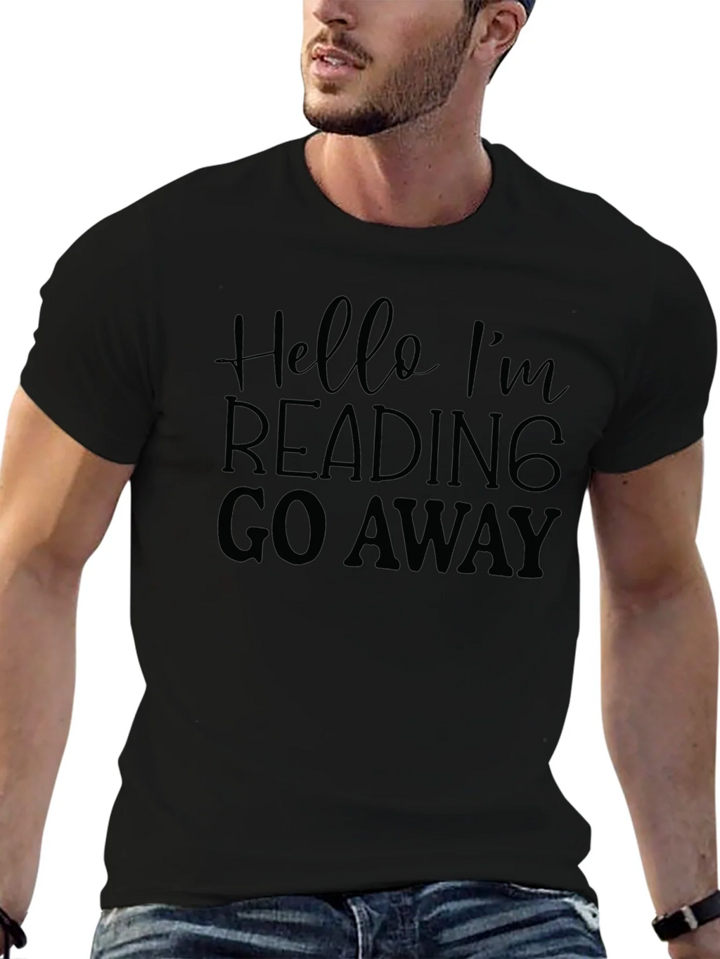 Hello Im Reading Go Away Black T-Shirt product image 9