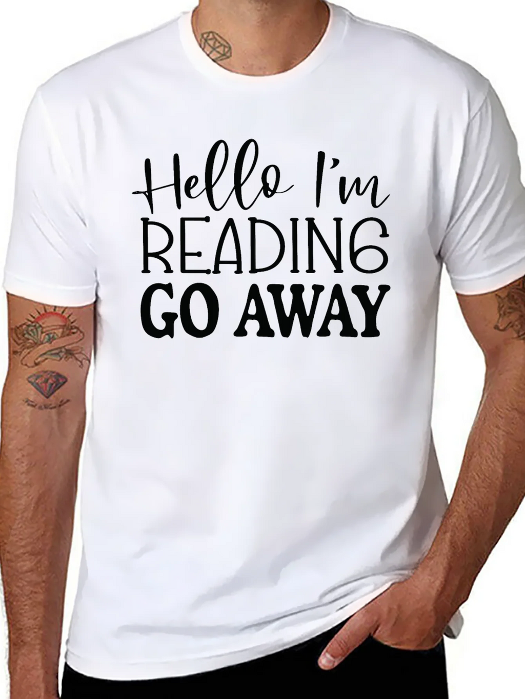 Hello Im Reading Go Away Black T-Shirt product image 10