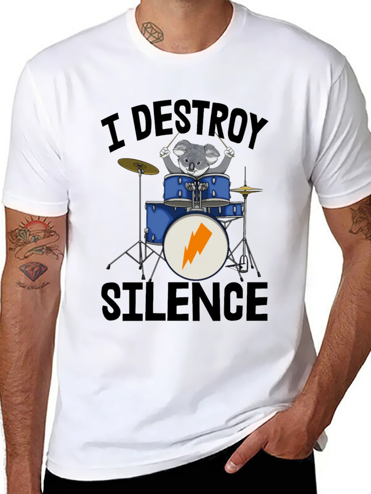 I Destroy Silence Koala Drummer T-Shirt product image 10