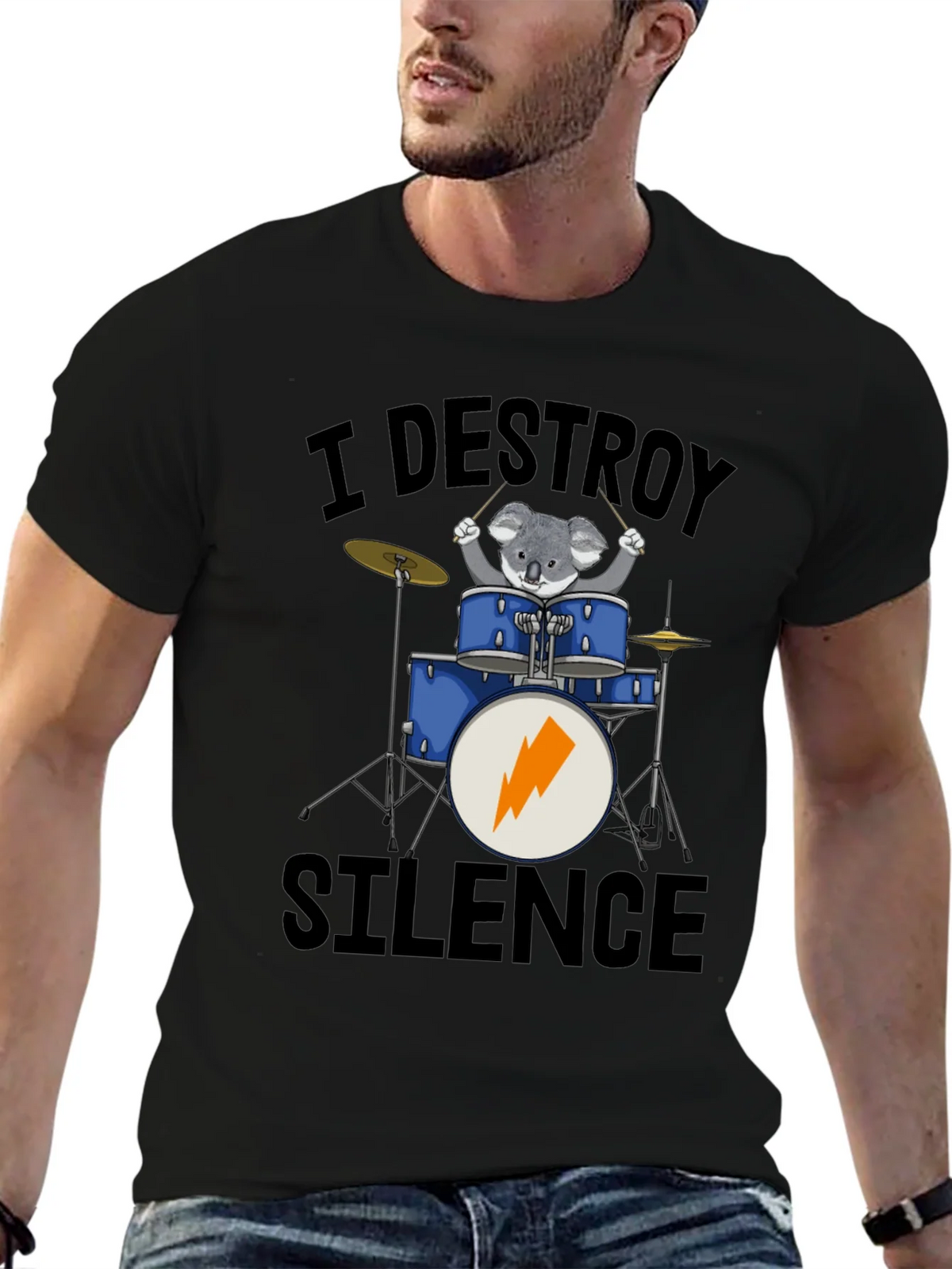 I Destroy Silence Koala Drummer T-Shirt product image 9