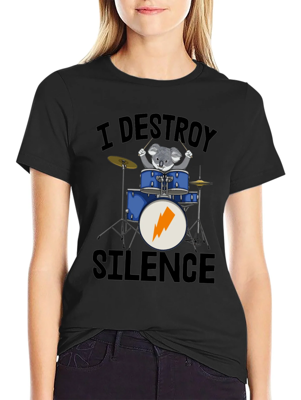 I Destroy Silence Koala Drummer T-Shirt product image 5
