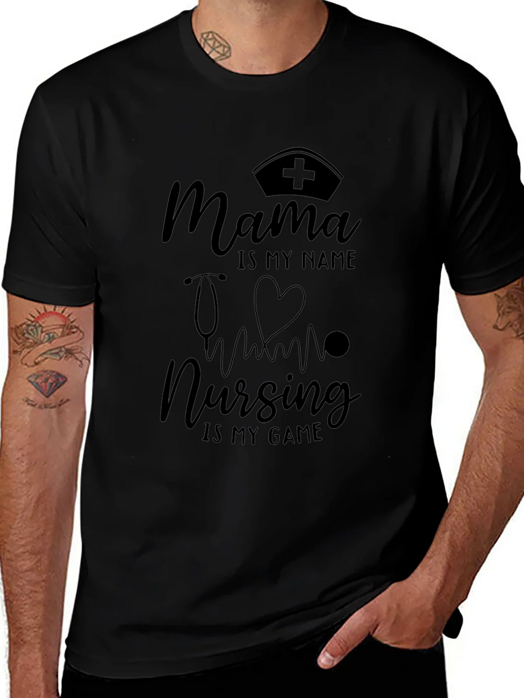 Mama Nursing is My Game Black T-Shirt product image 1