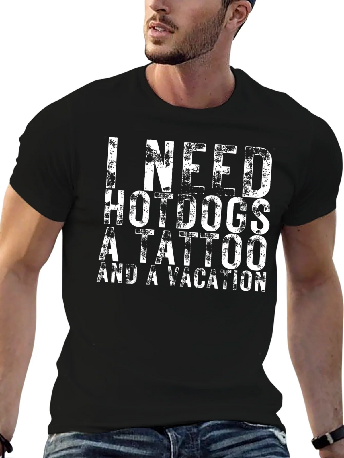 I Need Hotdogs a Tattoo & a Vacation Black T-Shirt product image 9