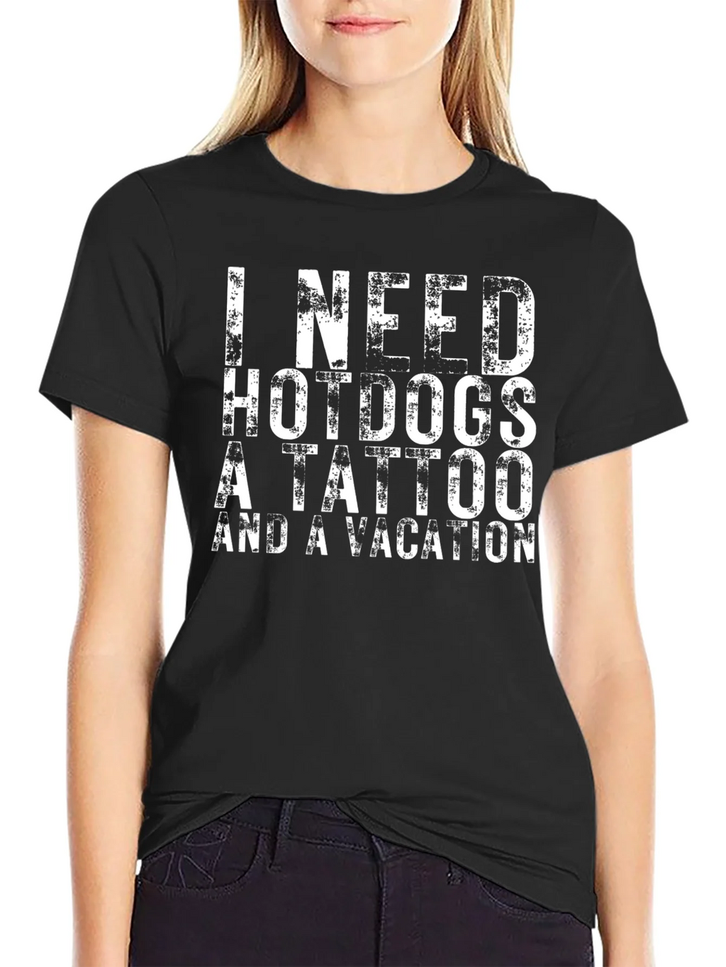I Need Hotdogs a Tattoo & a Vacation Black T-Shirt product image 5