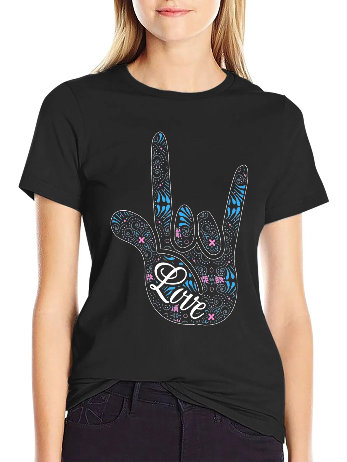 Love Sign Language Graphic Tee - Black product image 5