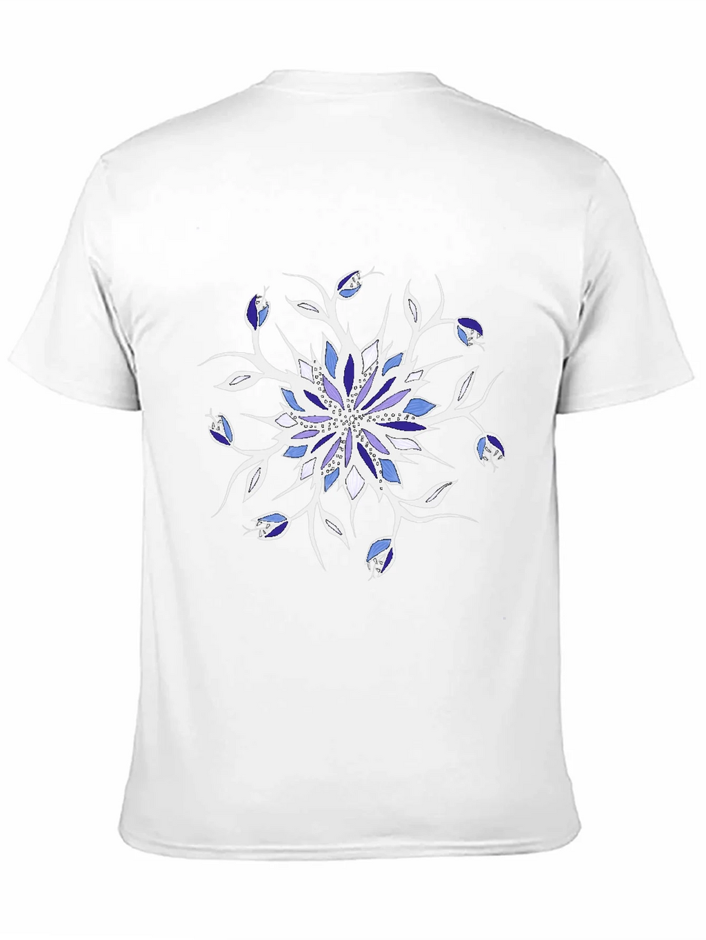 Blue Floral Mandala Black T-Shirt product image 2