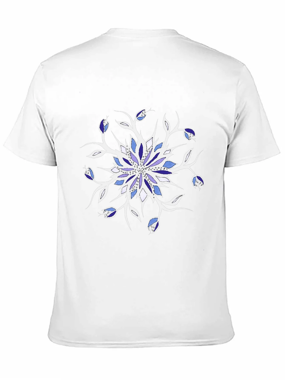 Blue Floral Mandala Black T-Shirt product image 2