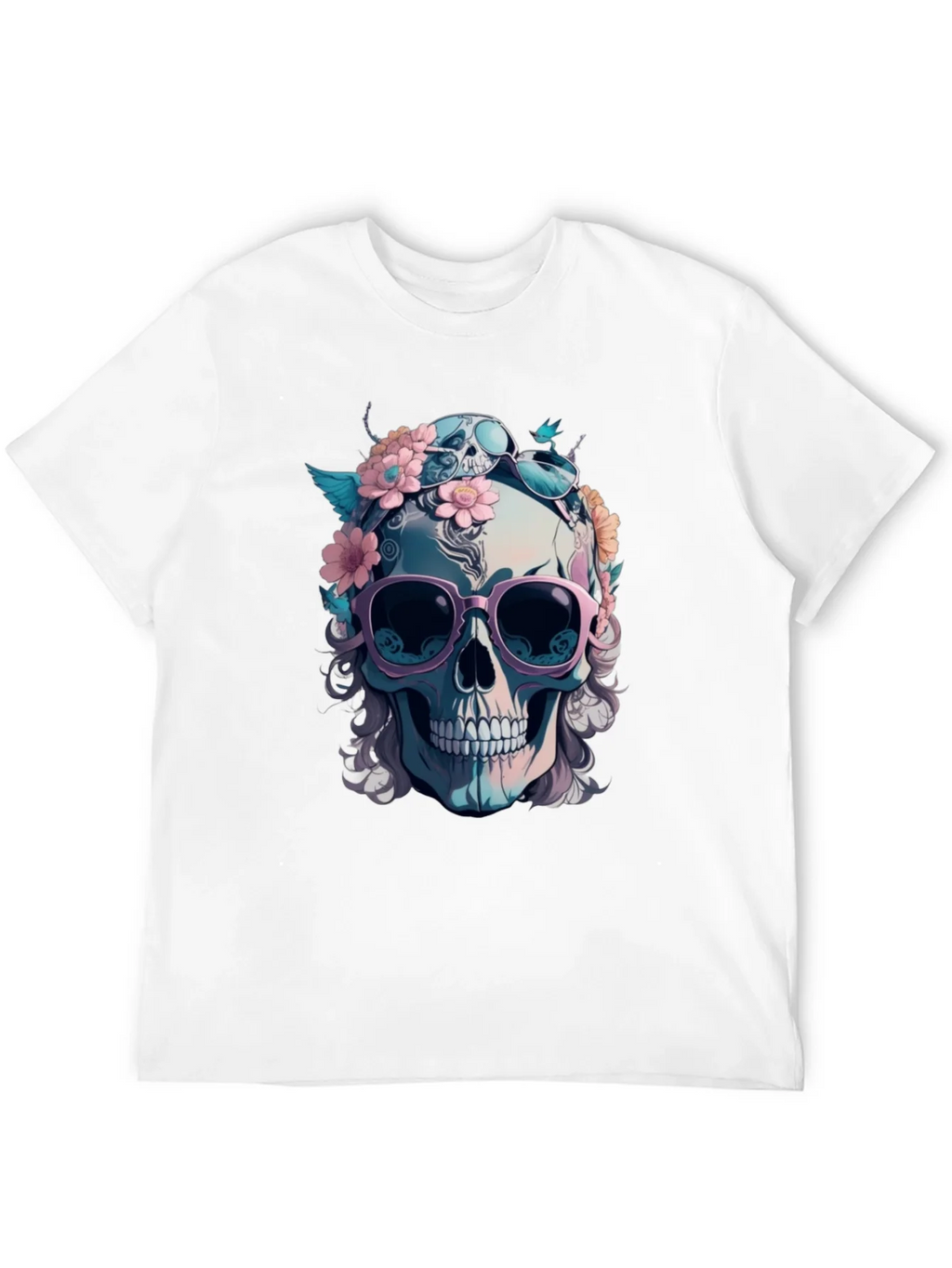 Skull & Flowers Graphic Tee - Mens Black Cotton T-Shirt product image 3