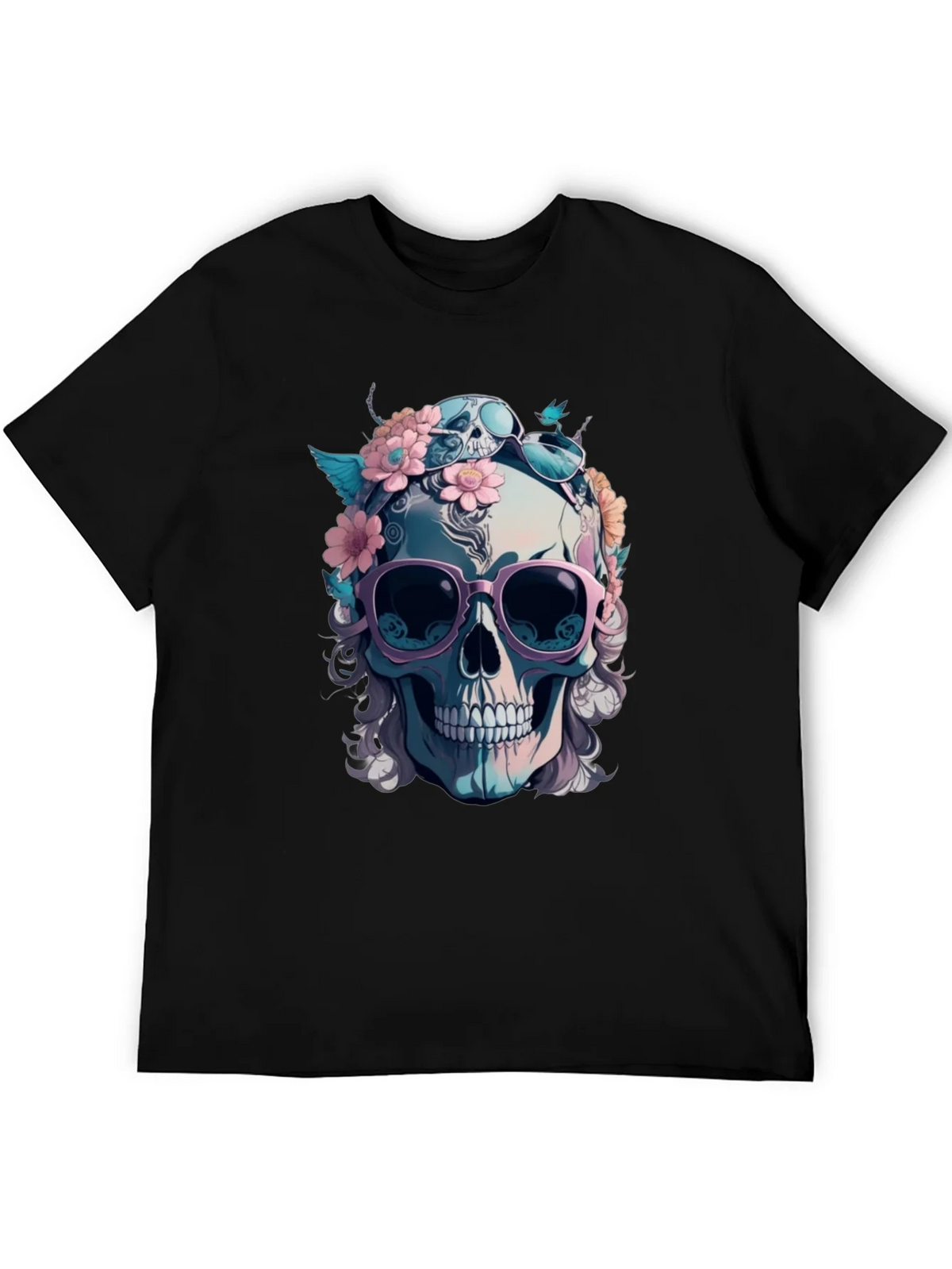 Skull & Flowers Graphic Tee - Mens Black Cotton T-Shirt product image 8
