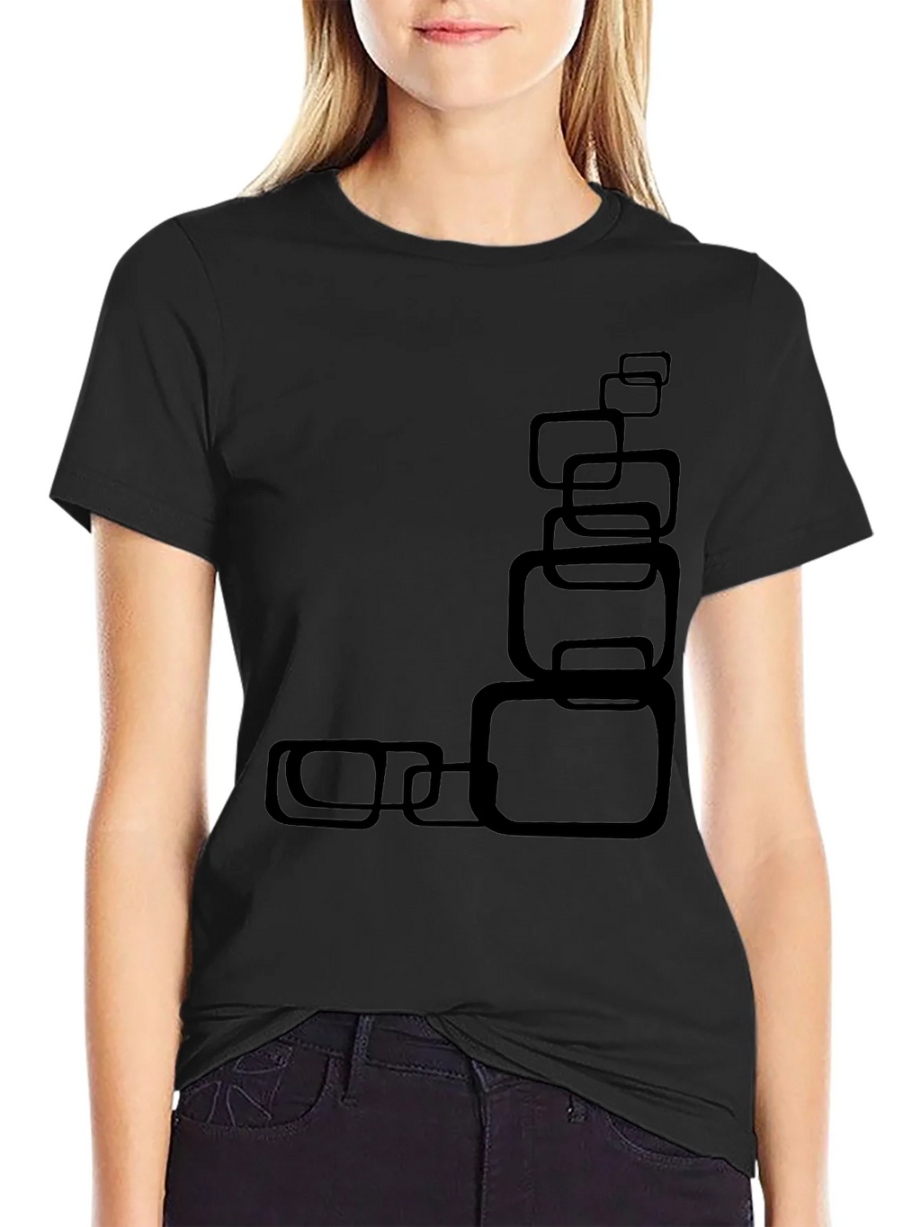 Modern Black T-Shirt with Abstract Square Design product image 5
