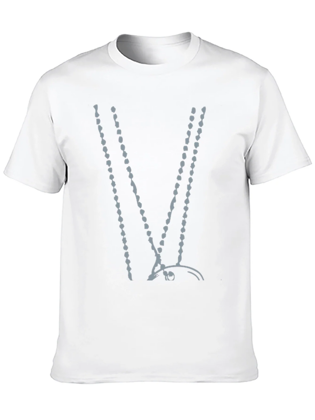 Abstract Beaded V-Neck Black T-Shirt