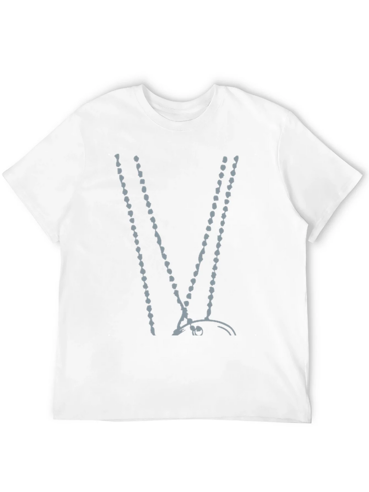 Abstract Beaded V-Neck Black T-Shirt