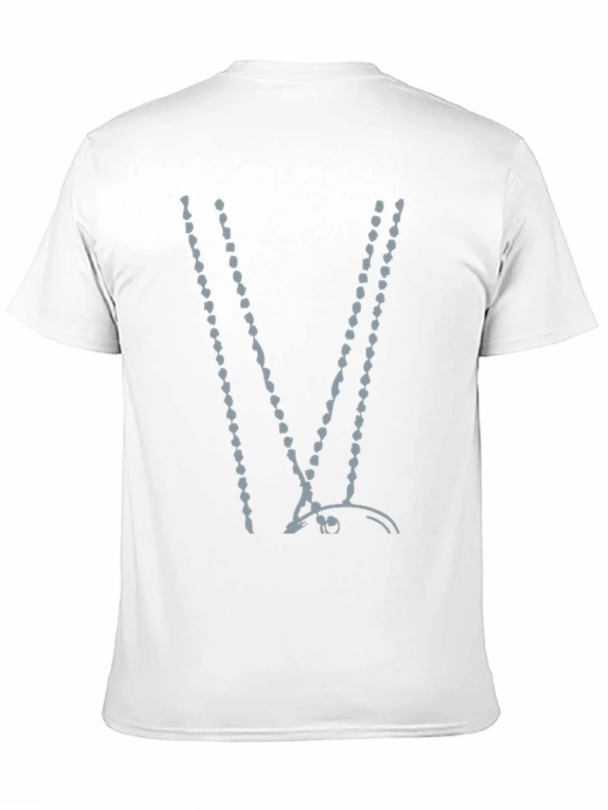 Abstract Beaded V-Neck Black T-Shirt